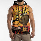 Keeper Of The Rainforest Cassowary Sleeveless Hoodie Aboriginal Art - Aussie Hoodie