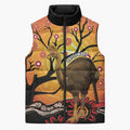 Keeper Of The Rainforest Cassowary Sleeveless Puffer Jacket Aboriginal Art - Aussie Hoodie