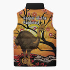 Keeper Of The Rainforest Cassowary Sleeveless Puffer Jacket Aboriginal Art - Aussie Hoodie