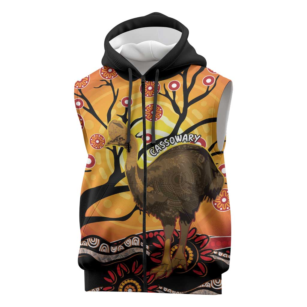Keeper Of The Rainforest Cassowary Sleeveless Zip Hoodie Aboriginal Art LT14