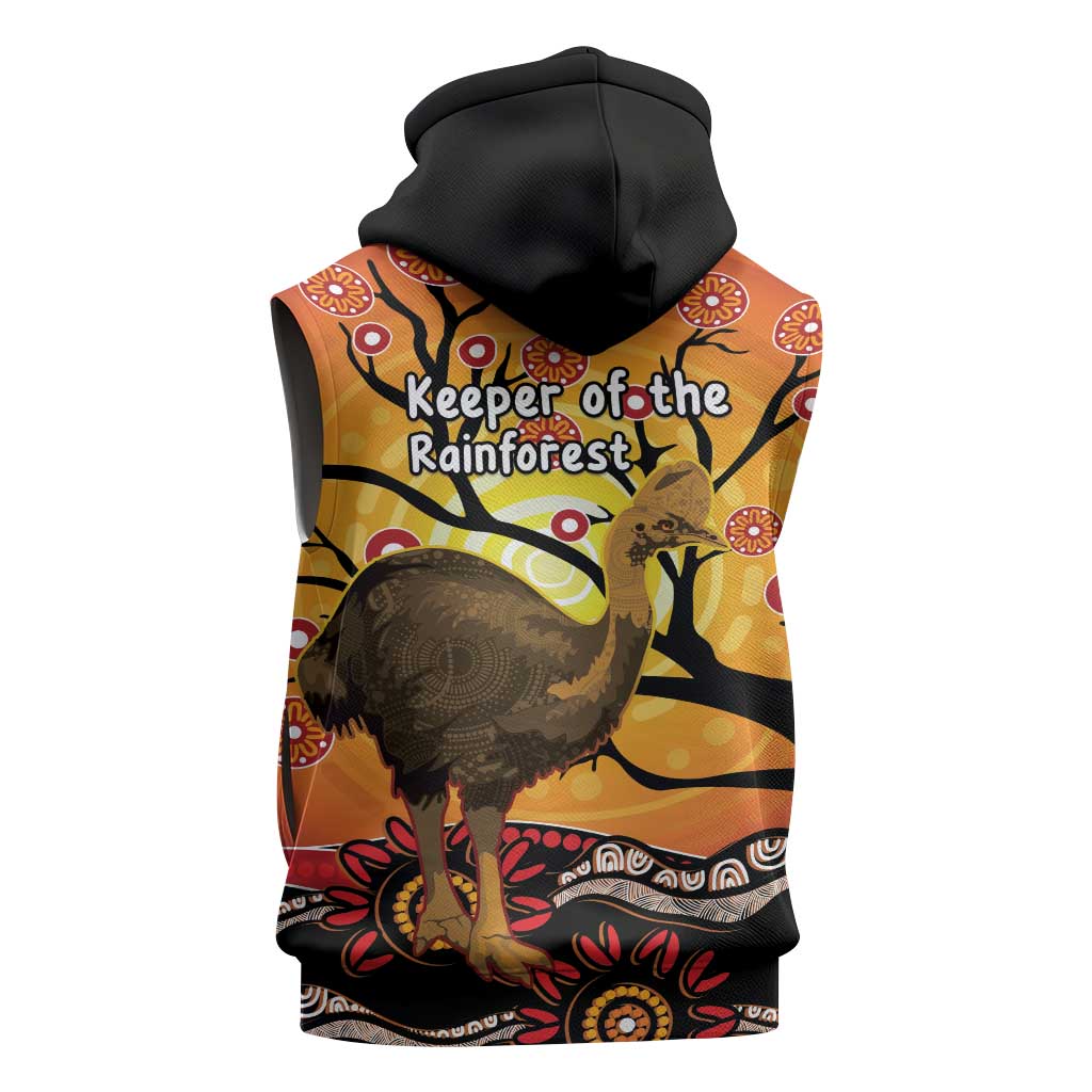 Keeper Of The Rainforest Cassowary Sleeveless Zip Hoodie Aboriginal Art LT14
