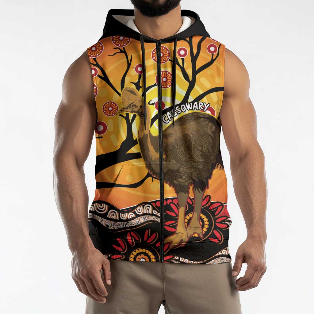 Keeper Of The Rainforest Cassowary Sleeveless Zip Hoodie Aboriginal Art LT14