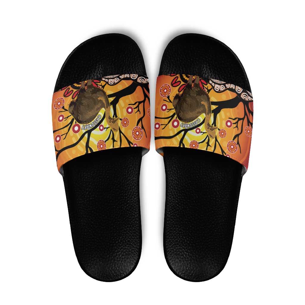 Keeper Of The Rainforest Cassowary Slide Sandals Aboriginal Art - Aussie Hoodie