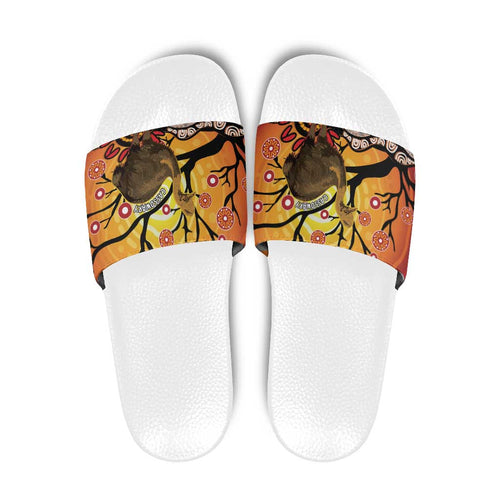 Keeper Of The Rainforest Cassowary Slide Sandals Aboriginal Art - Aussie Hoodie