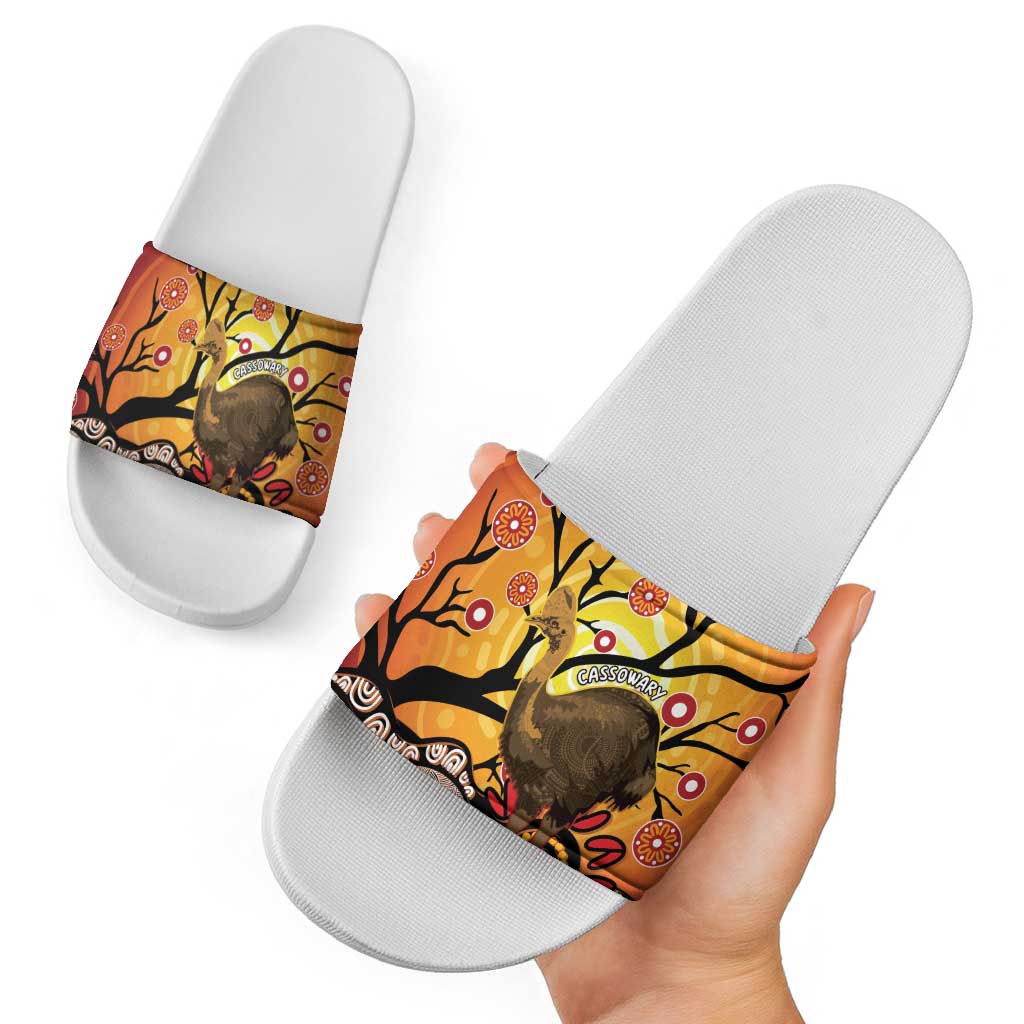 Keeper Of The Rainforest Cassowary Slide Sandals Aboriginal Art - Aussie Hoodie