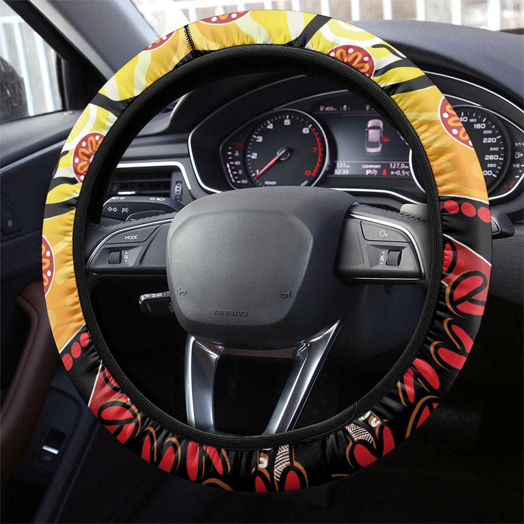 Keeper Of The Rainforest Cassowary Steering Wheel Cover Aboriginal Art