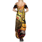 Keeper Of The Rainforest Cassowary Summer Maxi Dress Aboriginal Art