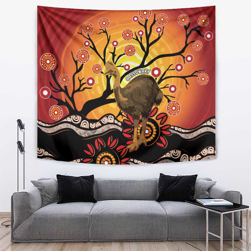 Keeper Of The Rainforest Cassowary Tapestry Aboriginal Art