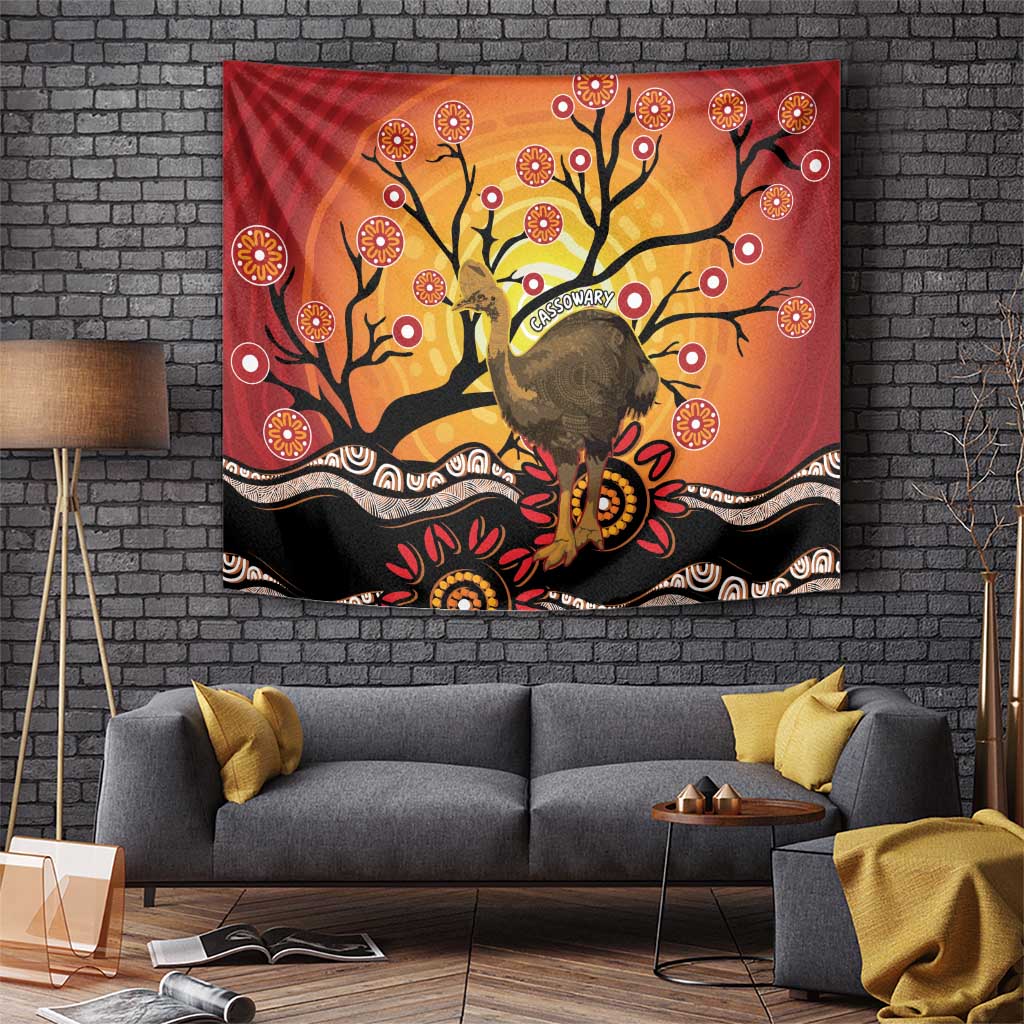 Keeper Of The Rainforest Cassowary Tapestry Aboriginal Art