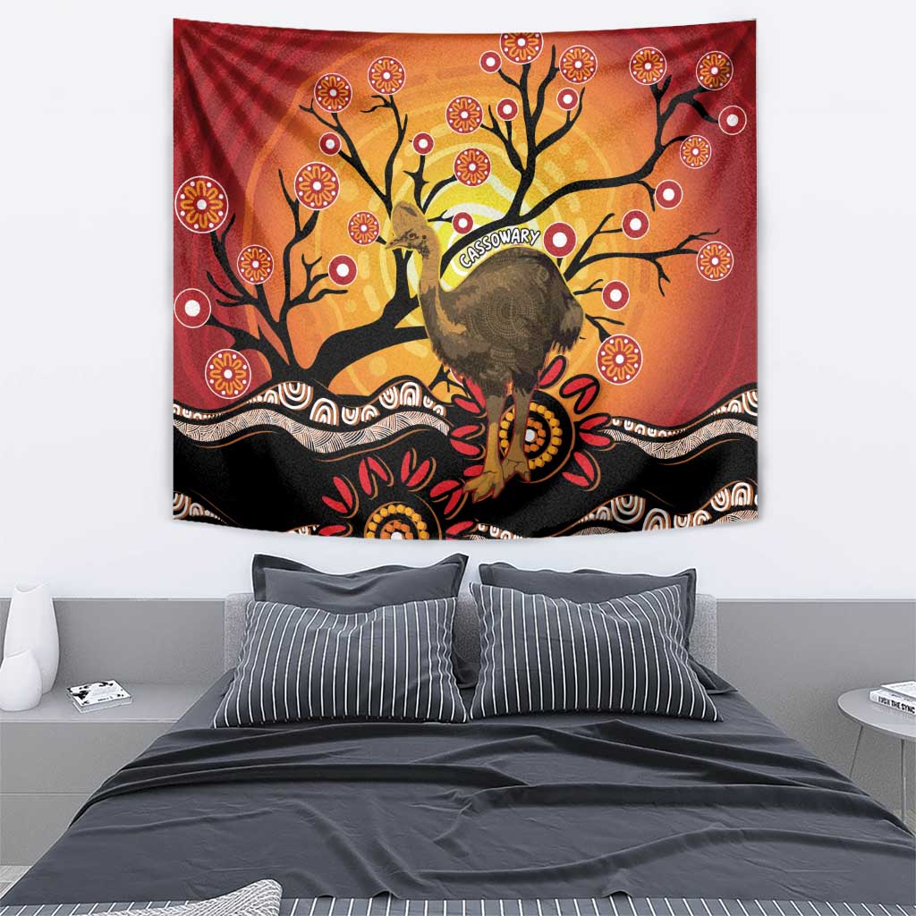 Keeper Of The Rainforest Cassowary Tapestry Aboriginal Art