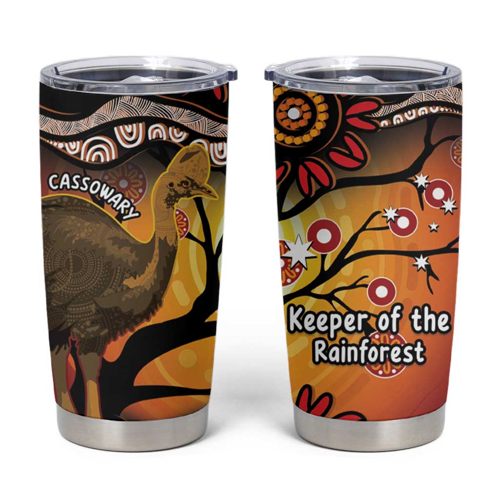 Keeper Of The Rainforest Cassowary Tumbler Cup Aboriginal Art