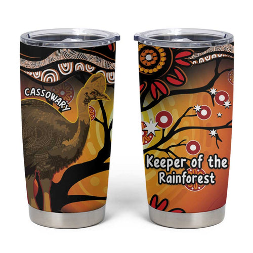 Keeper Of The Rainforest Cassowary Tumbler Cup Aboriginal Art