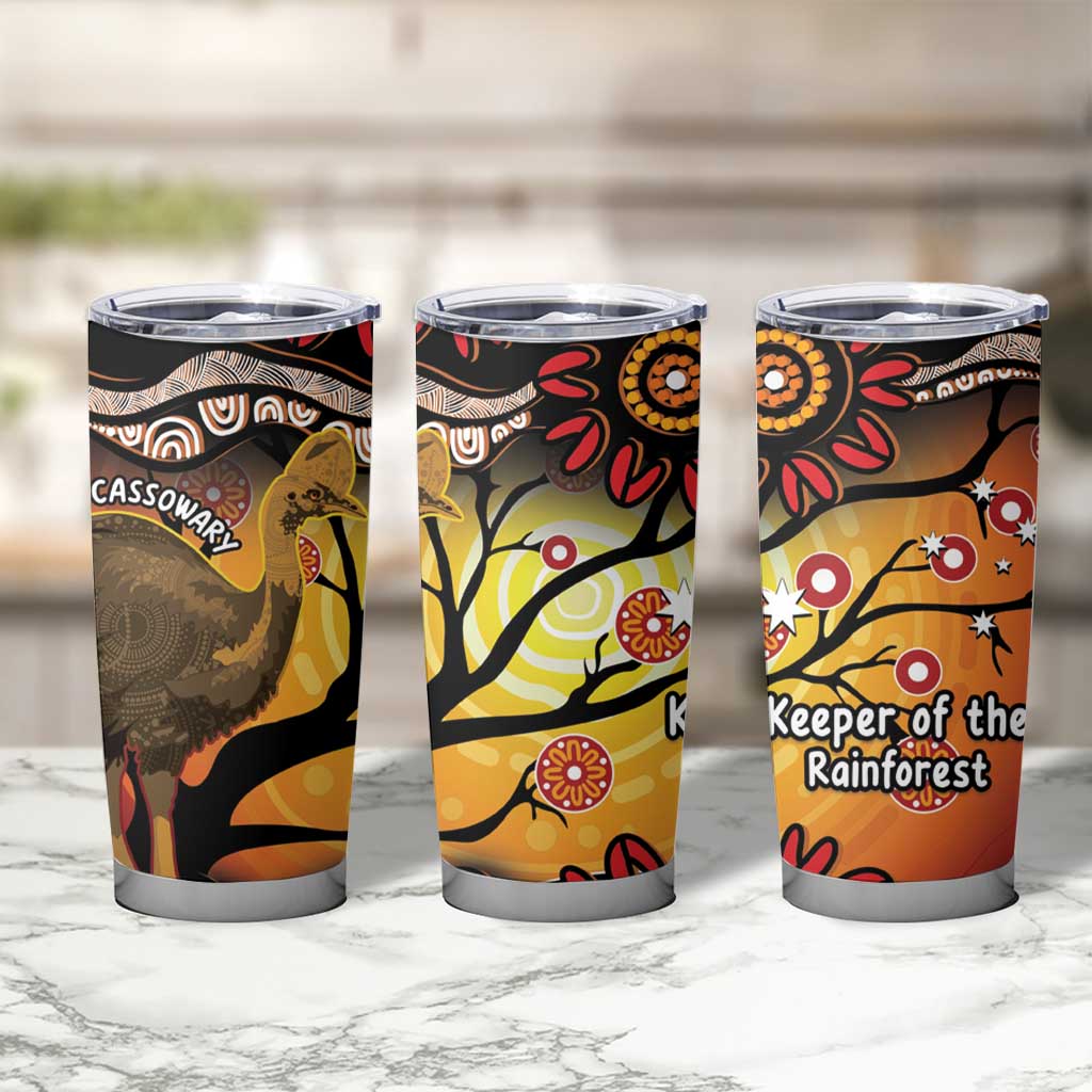 Keeper Of The Rainforest Cassowary Tumbler Cup Aboriginal Art