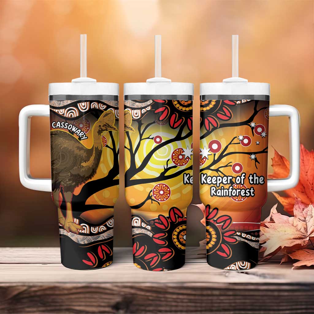 Keeper Of The Rainforest Cassowary Tumbler With Handle Aboriginal Art