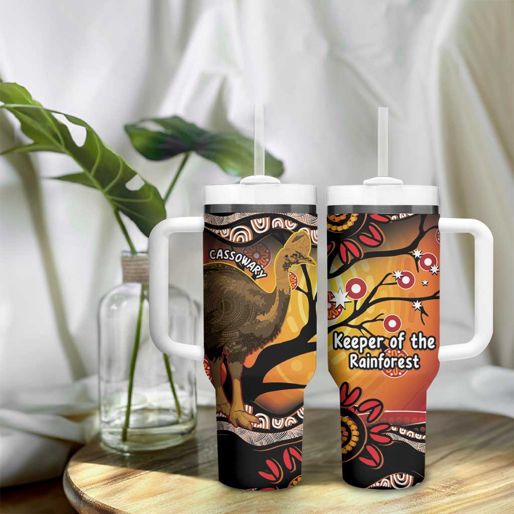 Keeper Of The Rainforest Cassowary Tumbler With Handle Aboriginal Art