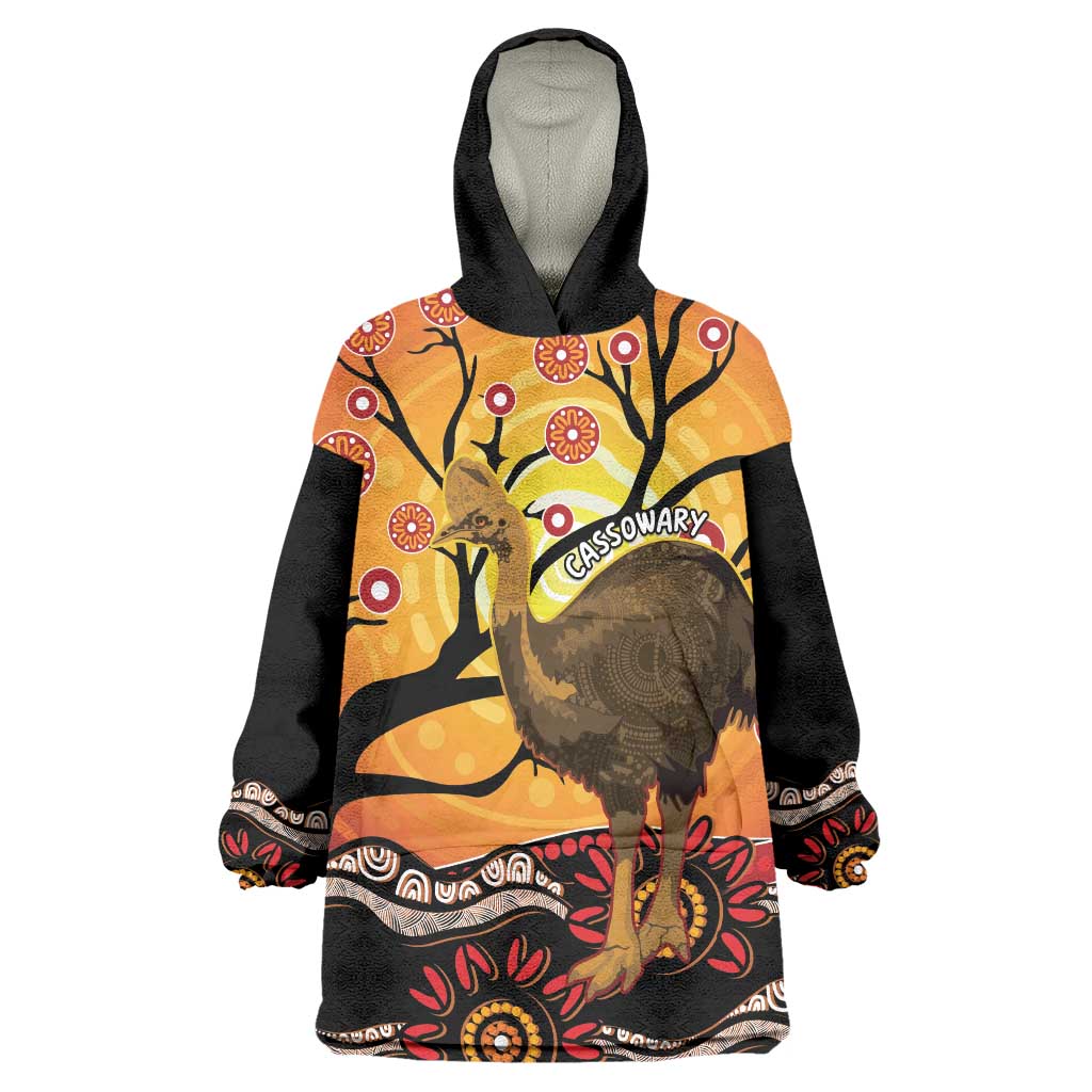Keeper Of The Rainforest Cassowary Wearable Blanket Hoodie Aboriginal Art