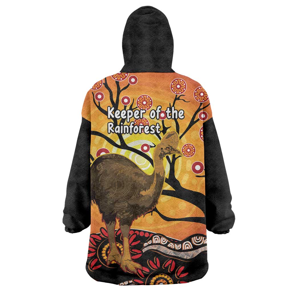 Keeper Of The Rainforest Cassowary Wearable Blanket Hoodie Aboriginal Art