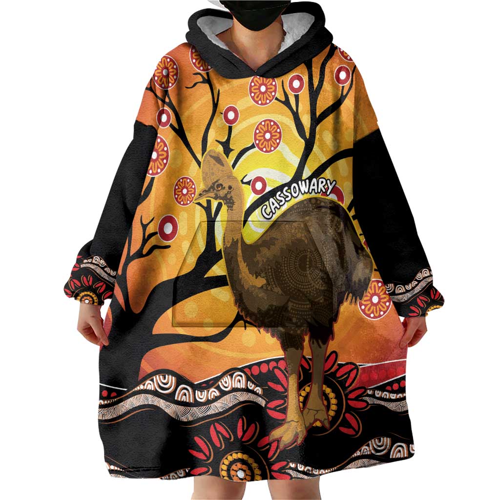 Keeper Of The Rainforest Cassowary Wearable Blanket Hoodie Aboriginal Art