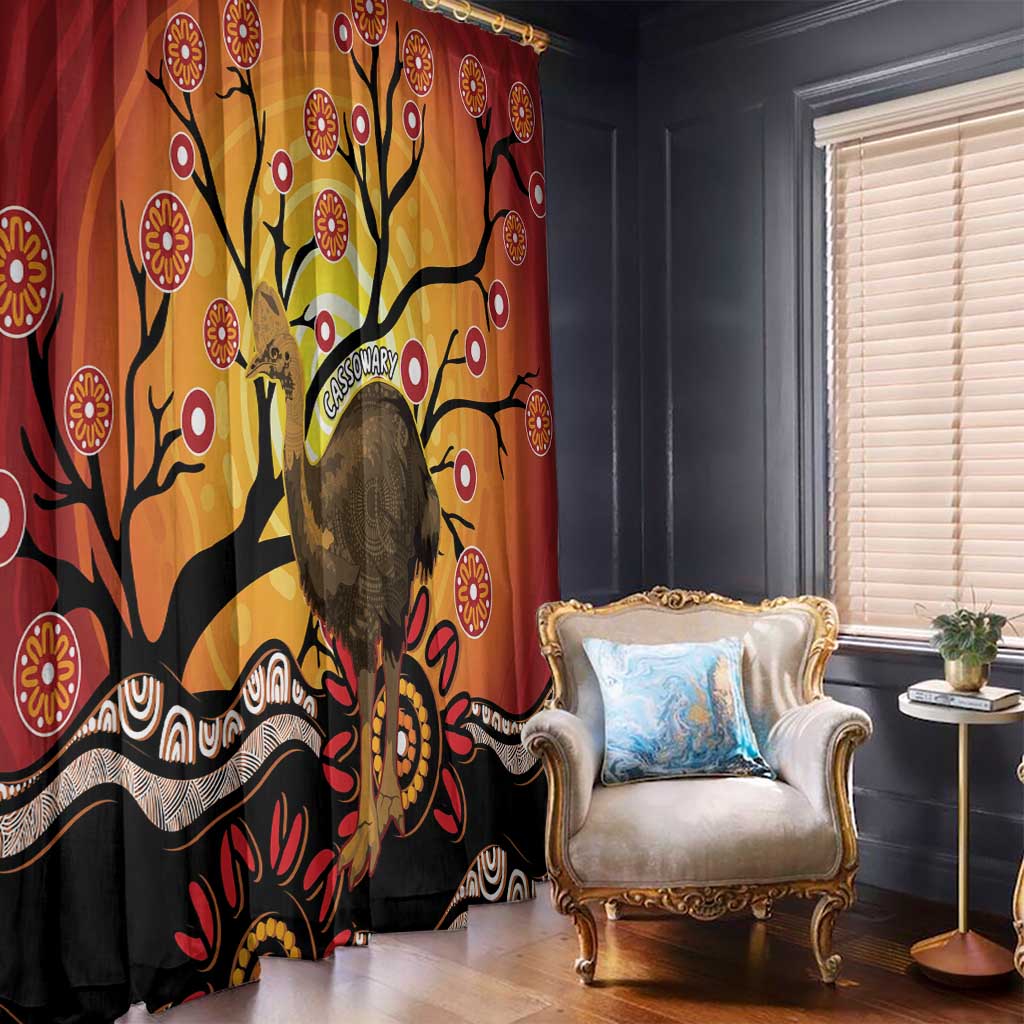 Keeper Of The Rainforest Cassowary Window Curtain Aboriginal Art