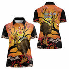 Keeper Of The Rainforest Cassowary Women Polo Shirt Aboriginal Art