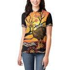 Keeper Of The Rainforest Cassowary Women Polo Shirt Aboriginal Art