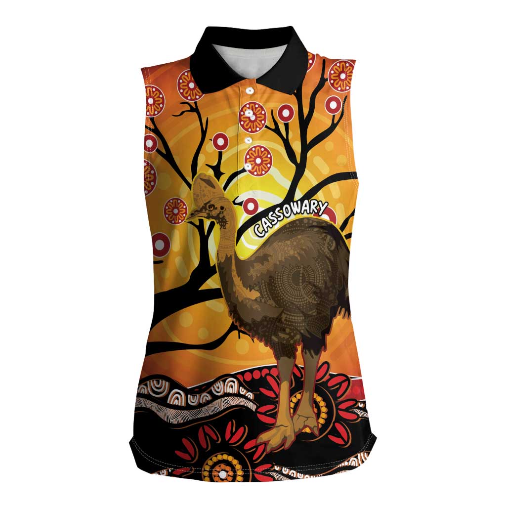 Keeper Of The Rainforest Cassowary Women Sleeveless Polo Shirt Aboriginal Art