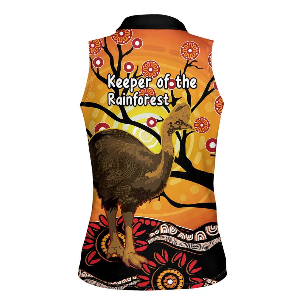 Keeper Of The Rainforest Cassowary Women Sleeveless Polo Shirt Aboriginal Art