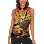 Keeper Of The Rainforest Cassowary Women Sleeveless Polo Shirt Aboriginal Art