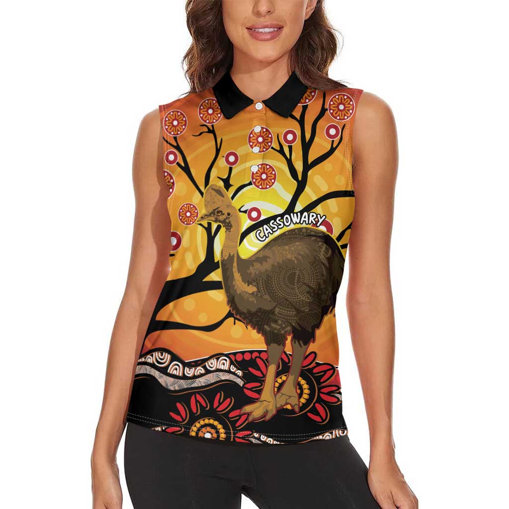 Keeper Of The Rainforest Cassowary Women Sleeveless Polo Shirt Aboriginal Art