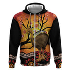 Keeper Of The Rainforest Cassowary Zip Hoodie Aboriginal Art