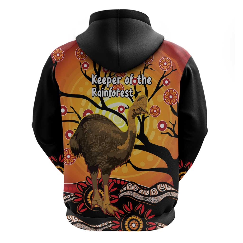 Keeper Of The Rainforest Cassowary Zip Hoodie Aboriginal Art