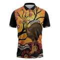 Keeper Of The Rainforest Cassowary Zipper Polo Shirt Aboriginal Art - Aussie Hoodie