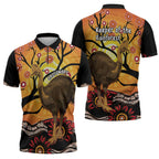 Keeper Of The Rainforest Cassowary Zipper Polo Shirt Aboriginal Art - Aussie Hoodie