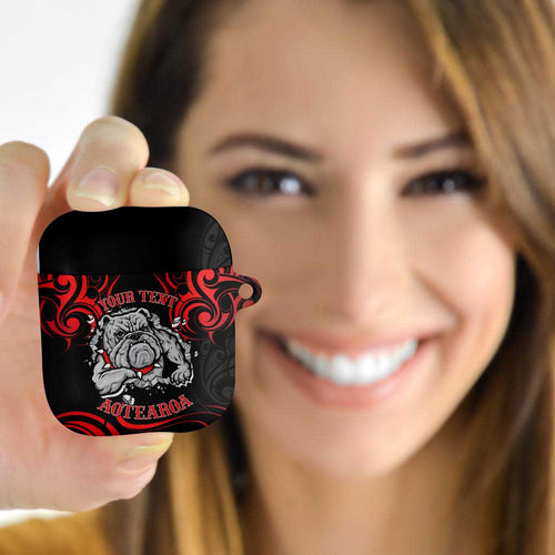 Personalised Aotearoa Bulldog AirPods Case NZ Maori Tattoo - Aussie Hoodie