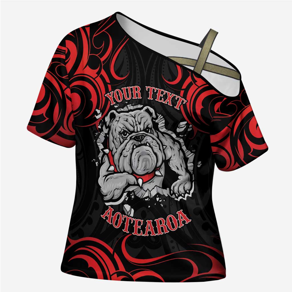 Aotearoa Bulldog Cross Shoulder Shirt NZ Maori Tattoo - Aussie Hoodie