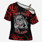 Aotearoa Bulldog Cross Shoulder Shirt NZ Maori Tattoo - Aussie Hoodie