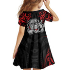 Personalised Aotearoa Bulldog Family Matching Off Shoulder Maxi Dress and Hawaiian Shirt NZ Maori Tattoo