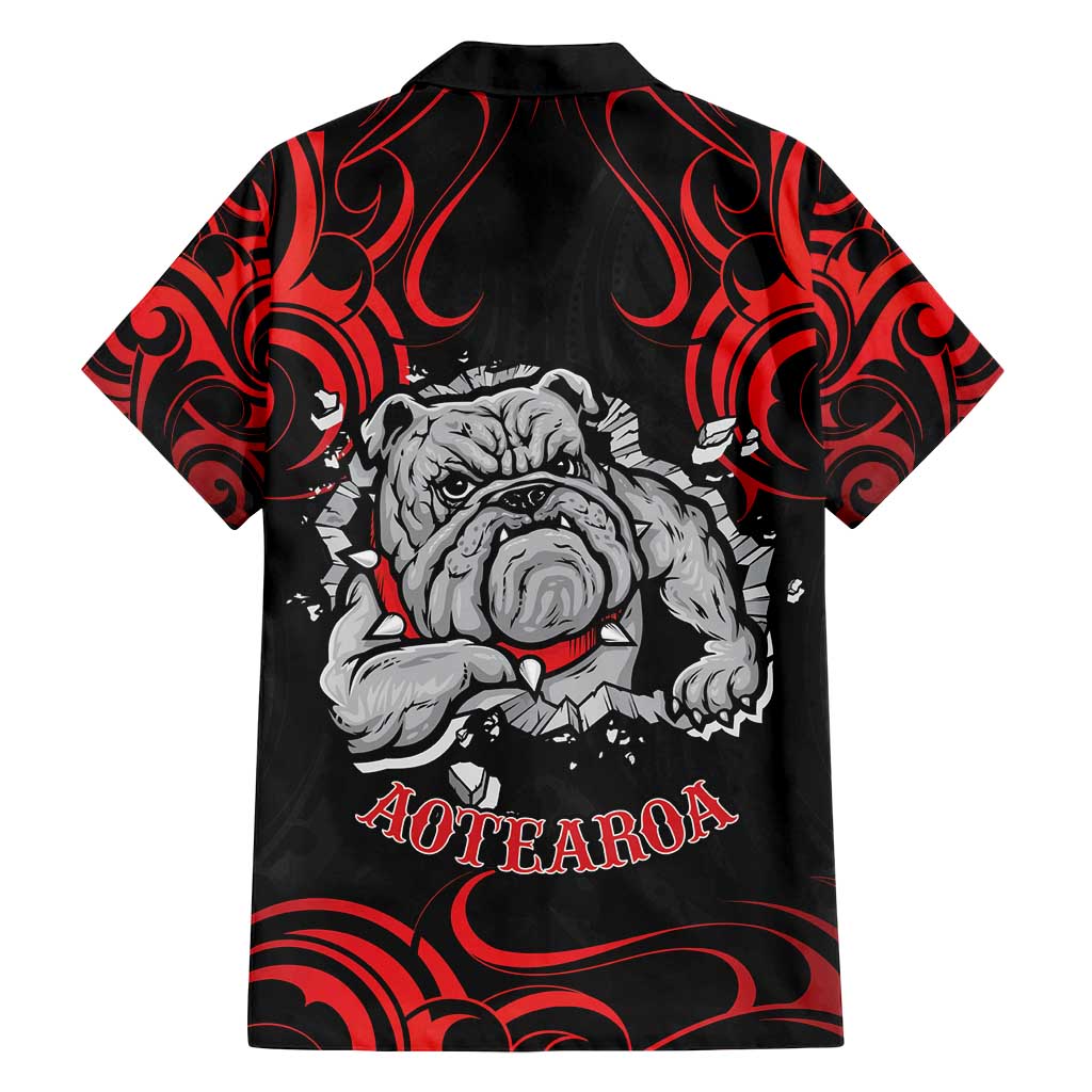 Personalised Aotearoa Bulldog Family Matching Off Shoulder Maxi Dress and Hawaiian Shirt NZ Maori Tattoo