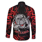 Personalised Aotearoa Bulldog Family Matching Off Shoulder Short Dress and Hawaiian Shirt NZ Maori Tattoo