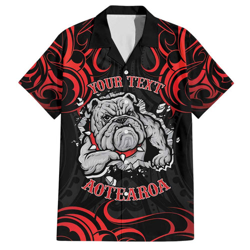 Personalised Aotearoa Bulldog Family Matching Short Sleeve Bodycon Dress and Hawaiian Shirt NZ Maori Tattoo