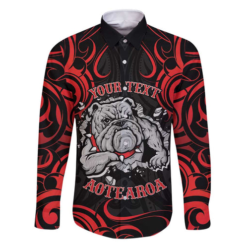 Personalised Aotearoa Bulldog Family Matching Short Sleeve Bodycon Dress and Hawaiian Shirt NZ Maori Tattoo