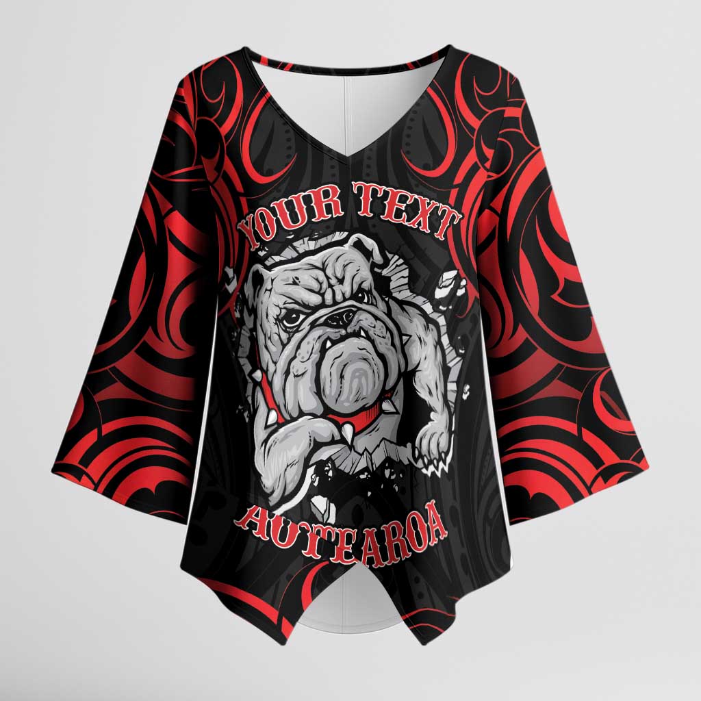 Aotearoa Bulldog Kimono Sleeve Blouse NZ Maori Tattoo - Aussie Hoodie