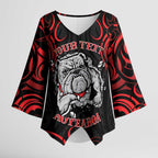 Aotearoa Bulldog Kimono Sleeve Blouse NZ Maori Tattoo - Aussie Hoodie