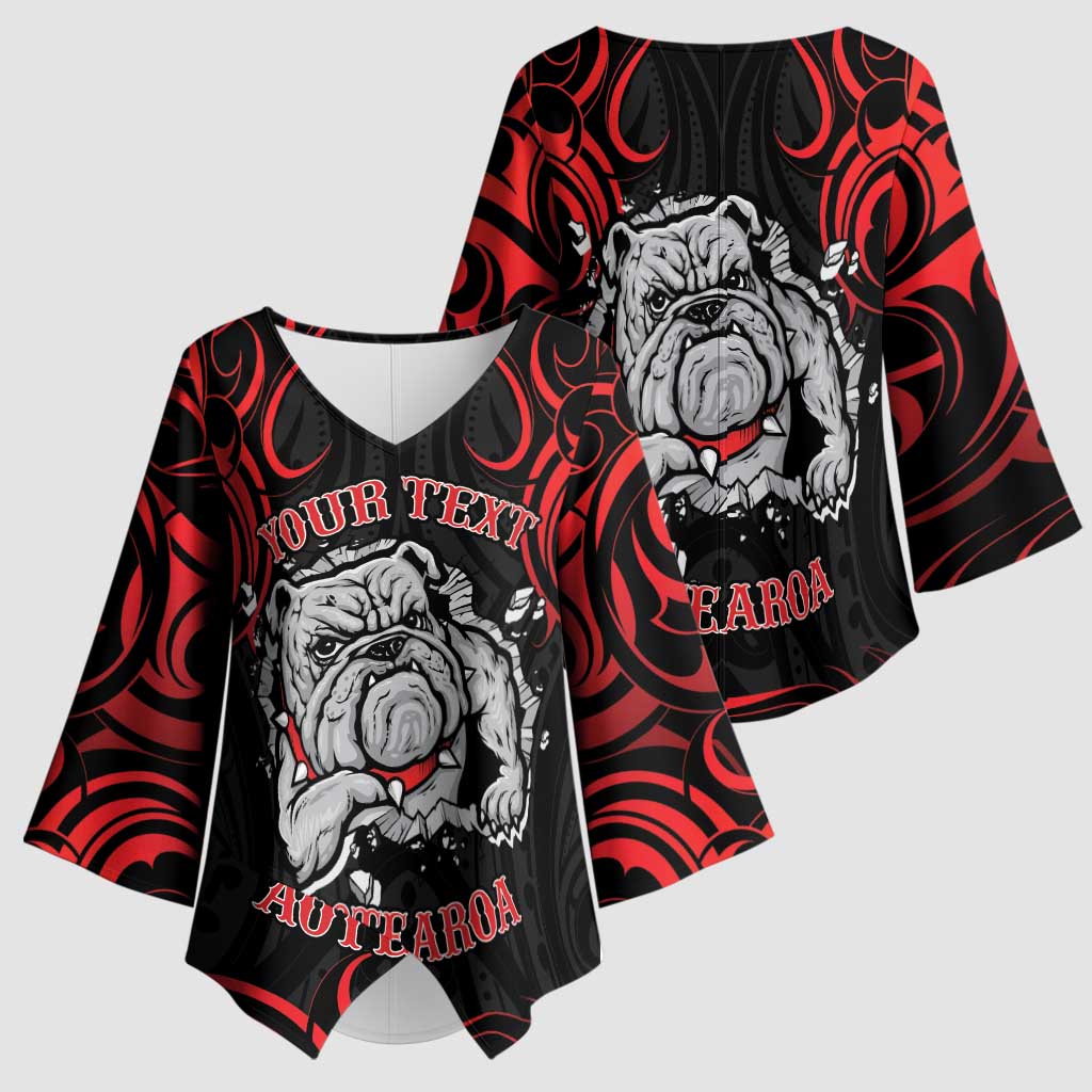 Aotearoa Bulldog Kimono Sleeve Blouse NZ Maori Tattoo - Aussie Hoodie