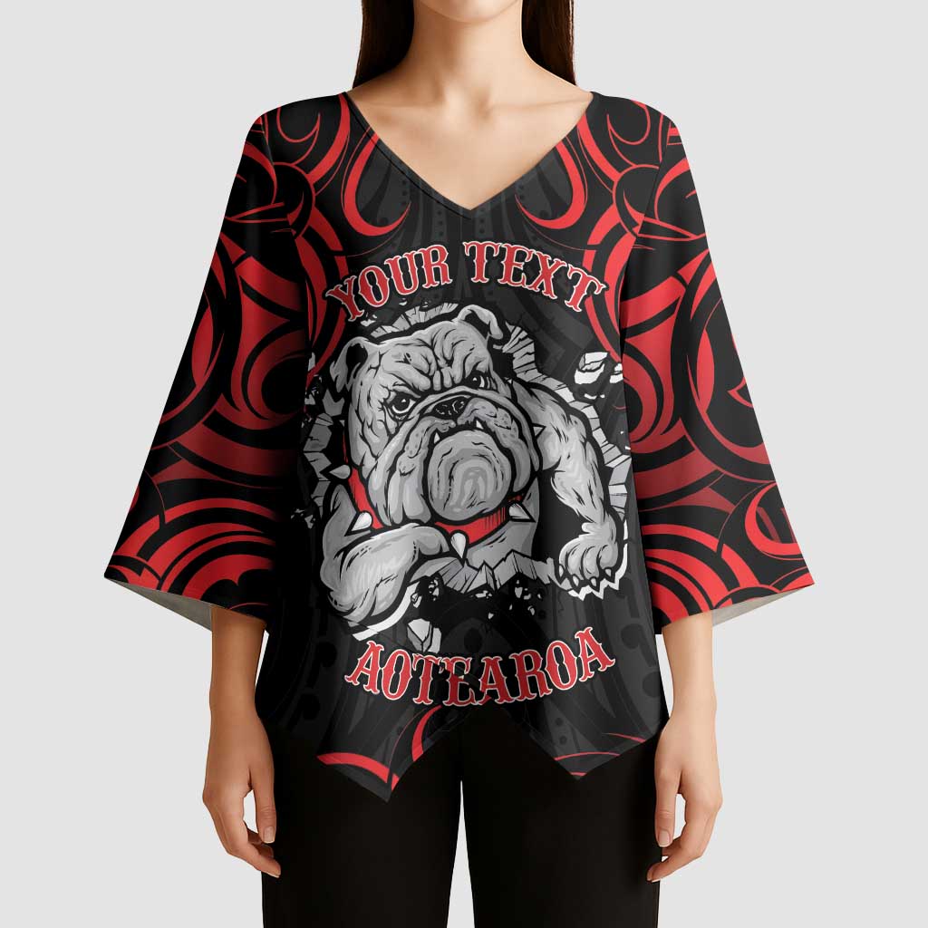 Aotearoa Bulldog Kimono Sleeve Blouse NZ Maori Tattoo - Aussie Hoodie