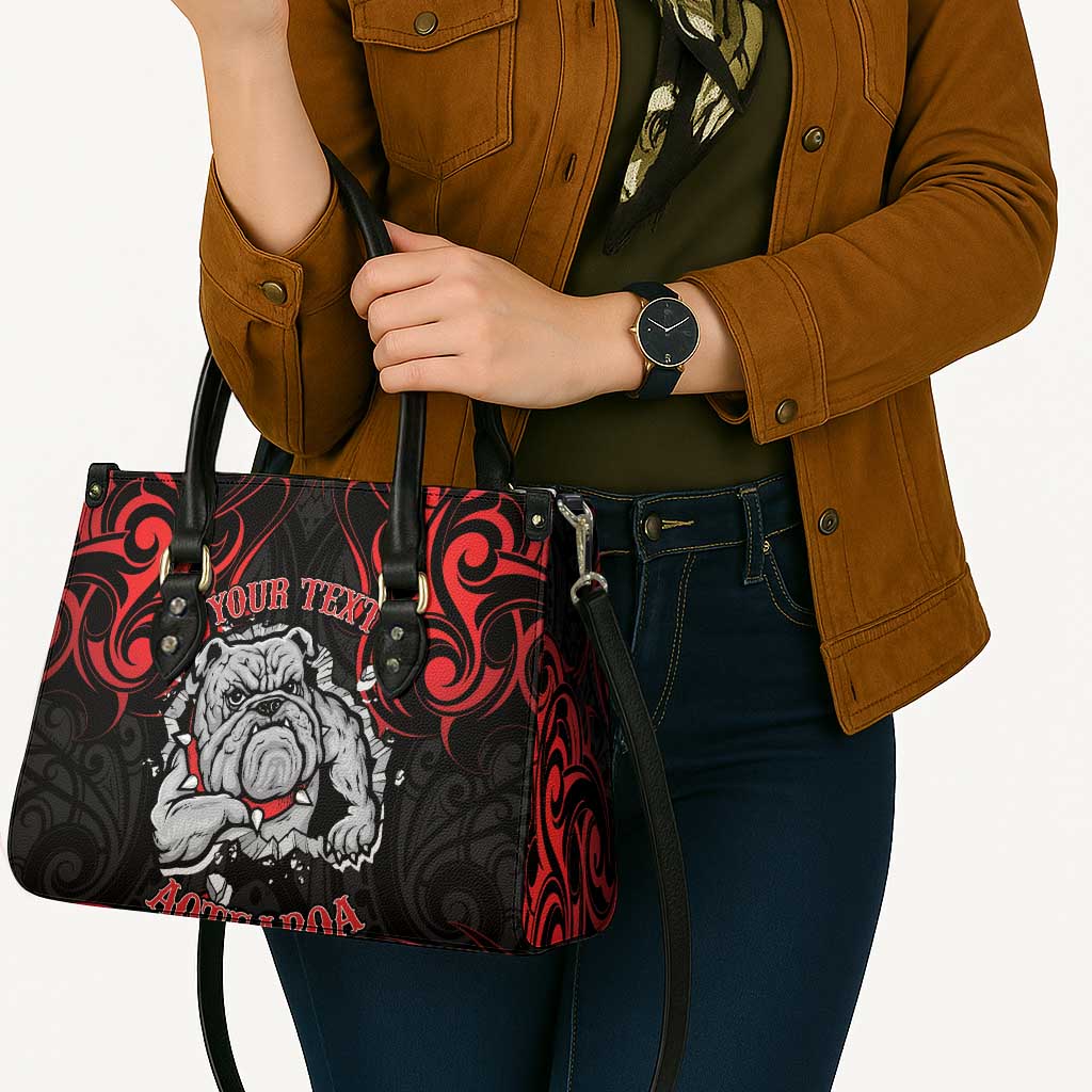 Personalised Aotearoa Bulldog Leather Bag NZ Maori Tattoo - Aussie Hoodie