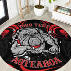 Personalised Aotearoa Bulldog Round Carpet NZ Maori Tattoo