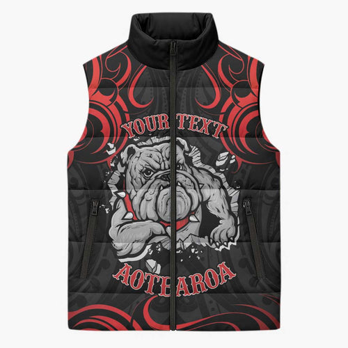 Aotearoa Bulldog Sleeveless Puffer Jacket NZ Maori Tattoo - Aussie Hoodie