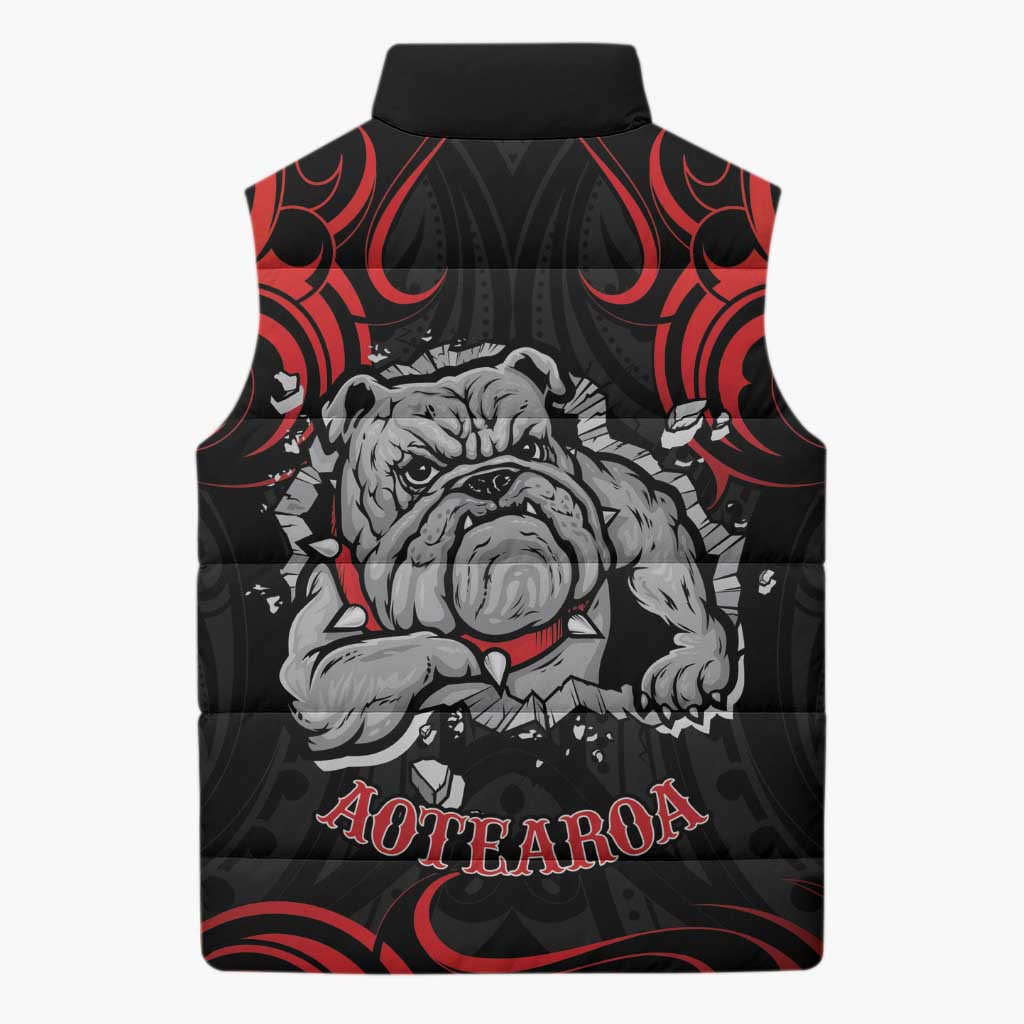Aotearoa Bulldog Sleeveless Puffer Jacket NZ Maori Tattoo - Aussie Hoodie