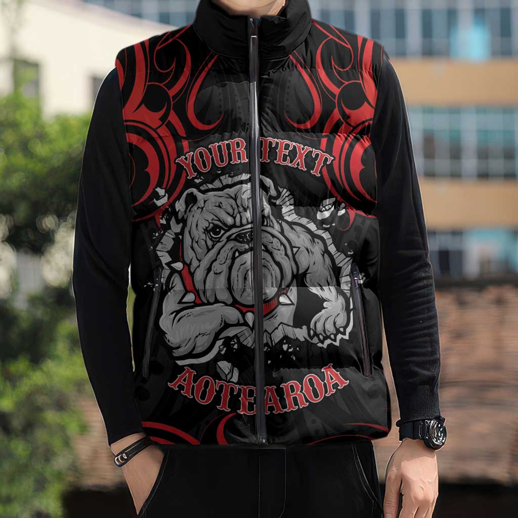 Aotearoa Bulldog Sleeveless Puffer Jacket NZ Maori Tattoo - Aussie Hoodie
